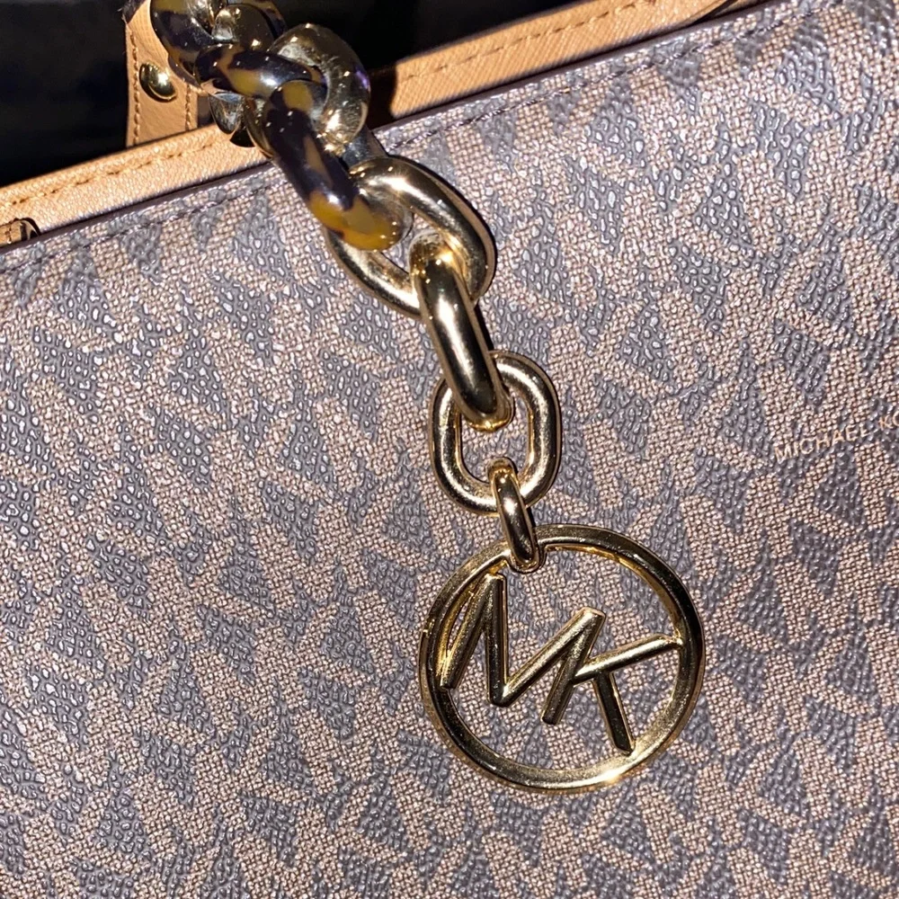 Michael Kors Brown‎ and Tan Monogram Shoulder Bag